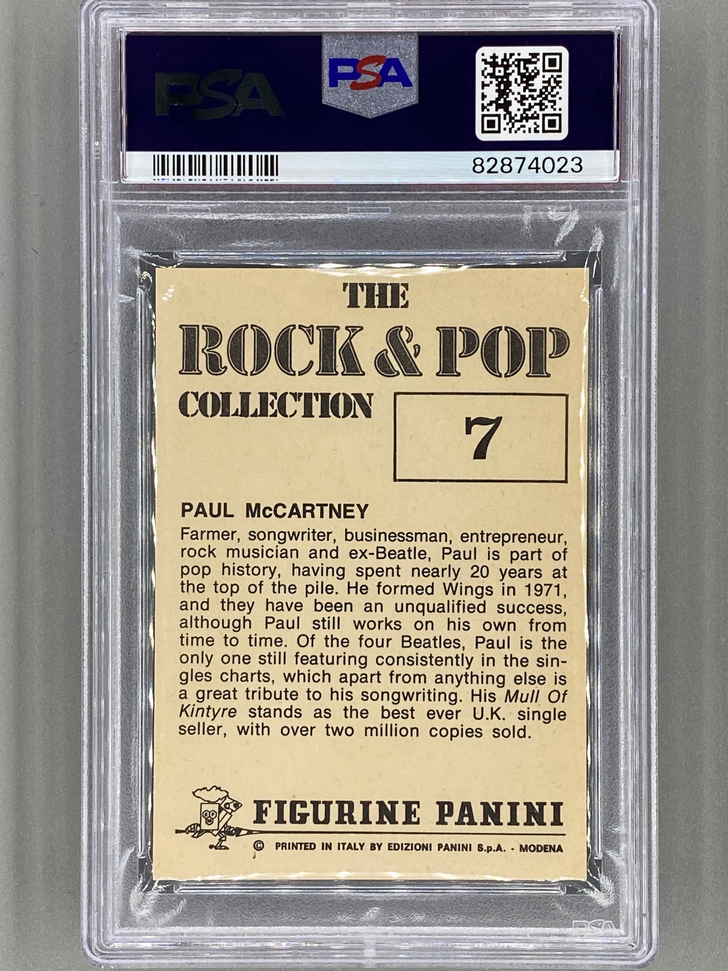 1980 Panini #7 Paul McCartney The Rock & Pop Collection PSA 6 Pop 2 (Music)