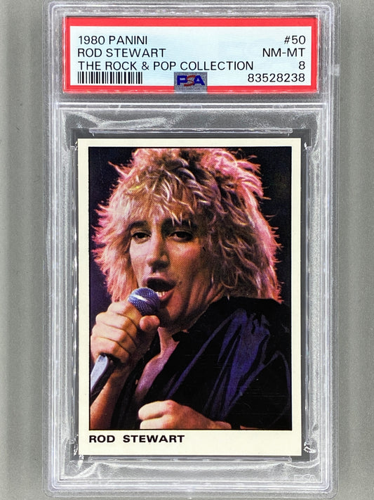 1980 Panini #50 Rod Stewart The Rock & Pop Collection PSA 8 Pop 4 (Music)