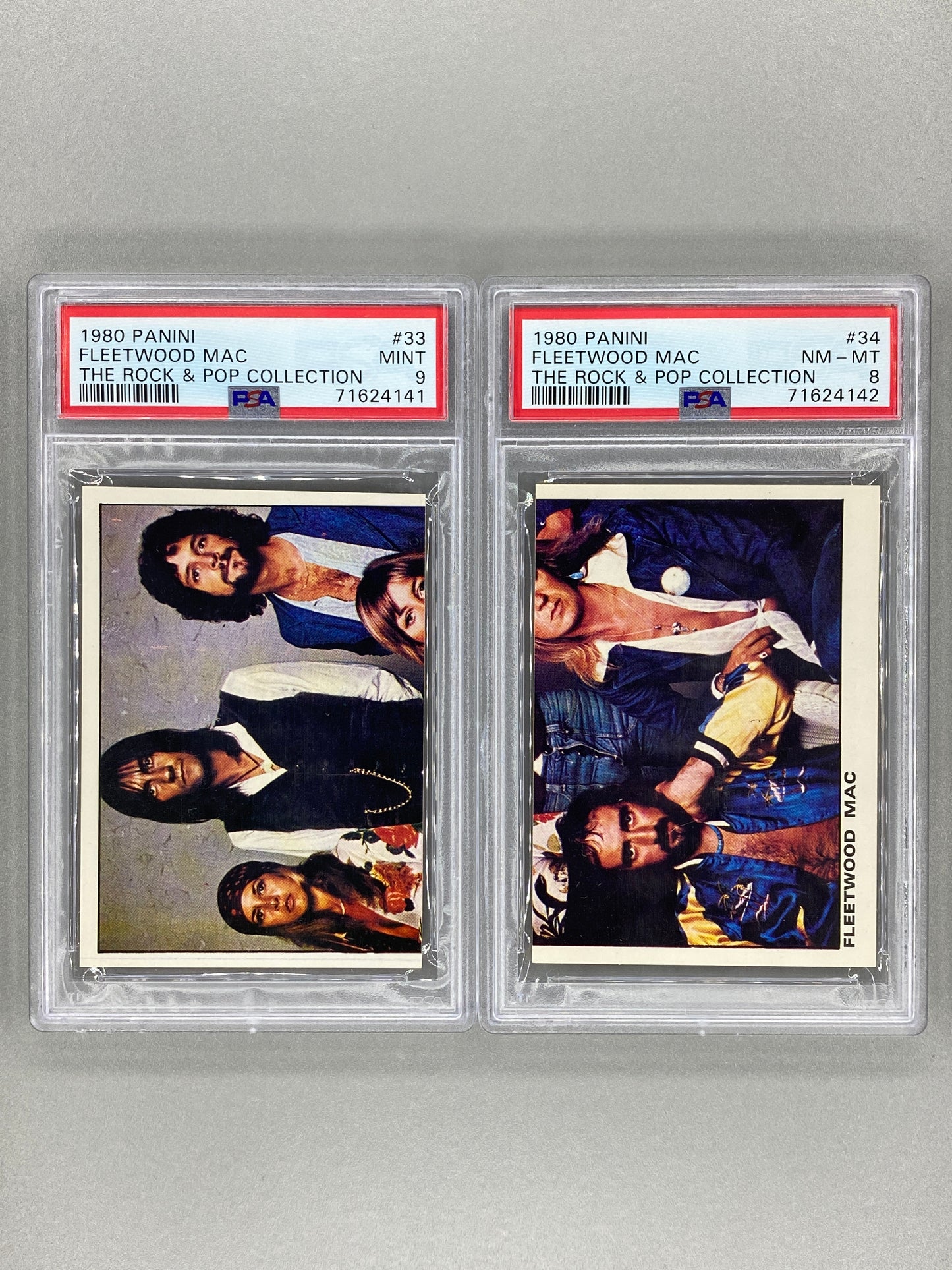 1980 Panini #33 & #34 Fleetwood Mac Rock & Pop Collection 2 Card Lot PSA 9 & 8 (Music)