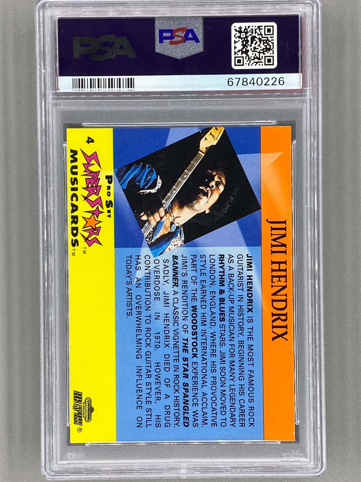 1991 Proset Superstars #4 Jimi Hendrix Musicards Promo PSA 6 Pop 4 (Music)