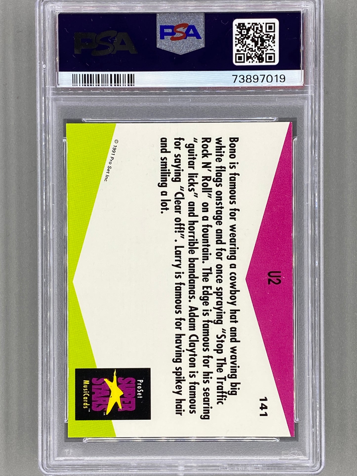 1991 Pro Set Superstars #141 U2 Musicards U K Edition PSA 10 - Pop 10 (Music)