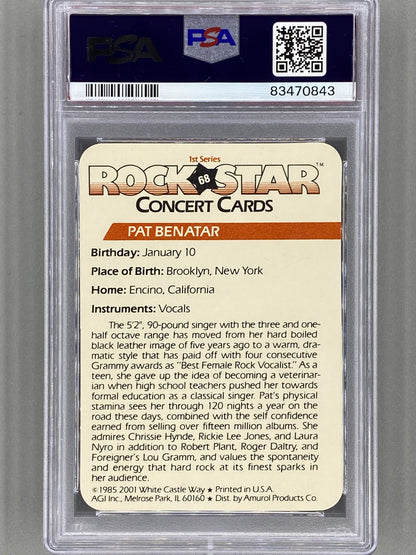 1985 AGI Rock Star #68 Pat Benatar Concert Cards  PSA 10 - Pop 3 (Music)