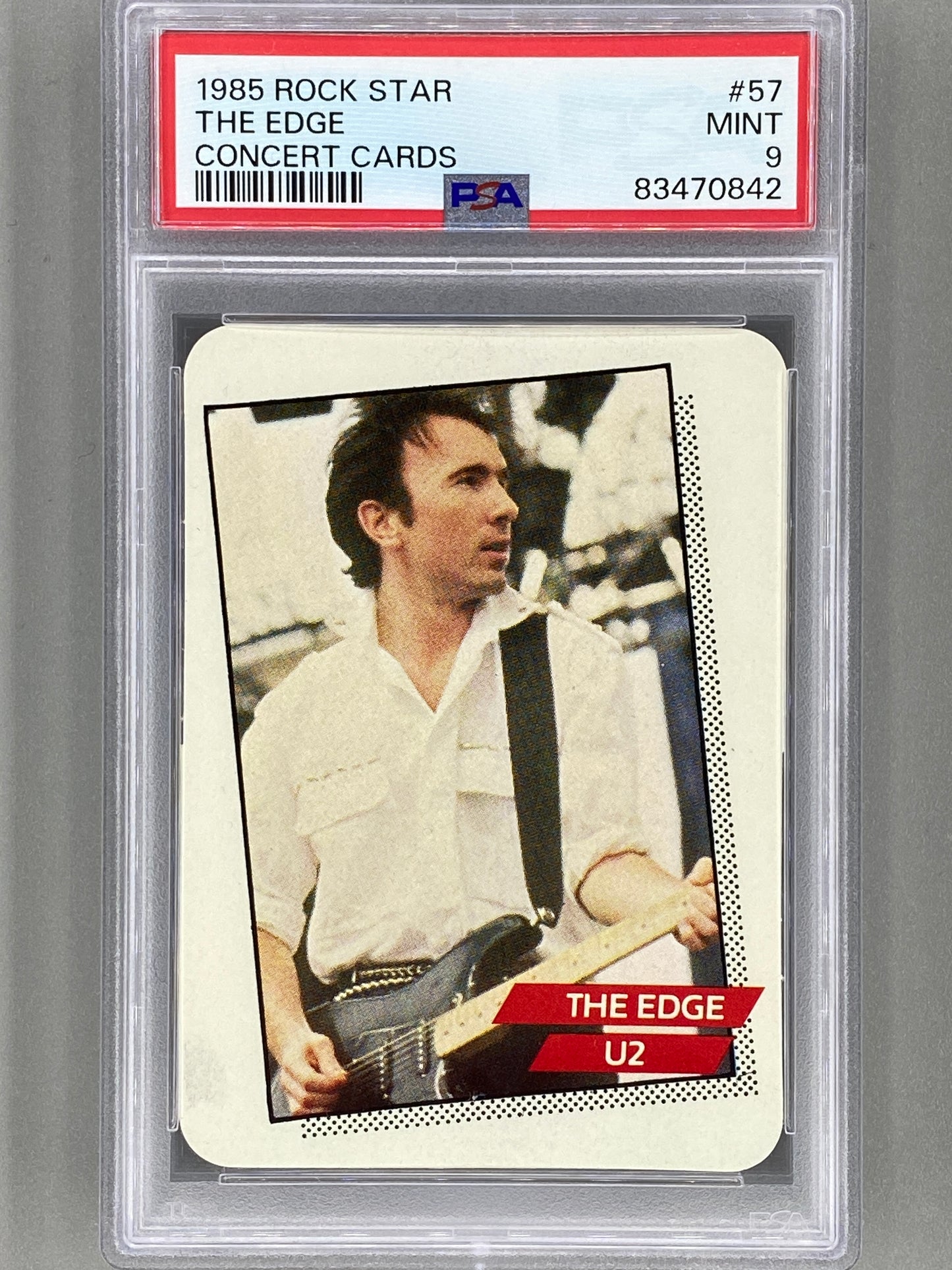 1985 AGI Rock Star #57 The Edge Concert Cards PSA 9 - Pop 9 (Music)