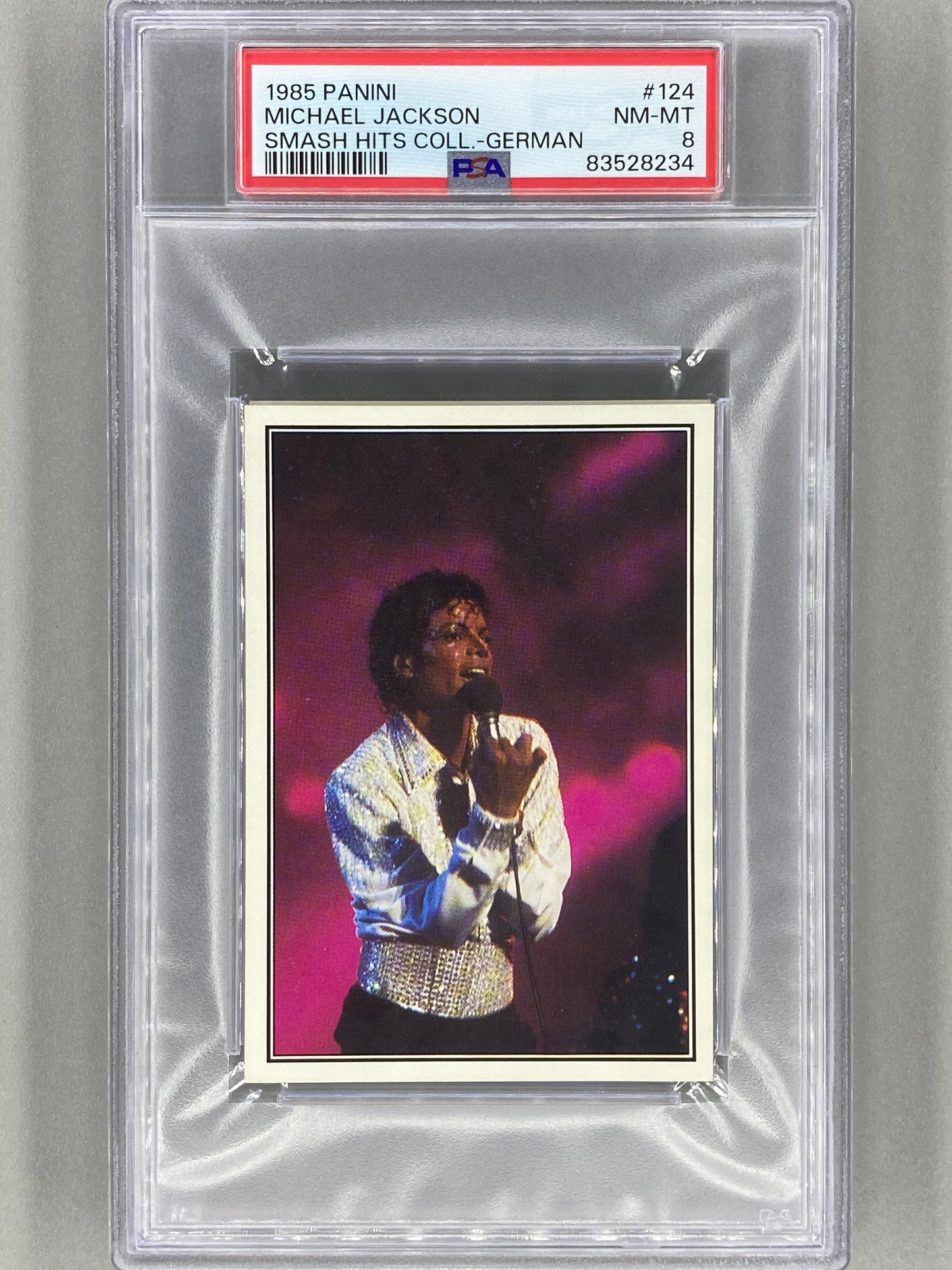 1985 Panini #124 Michael Jackson (German) Smash Hits Collection PSA 8 - Pop 1 (Music)