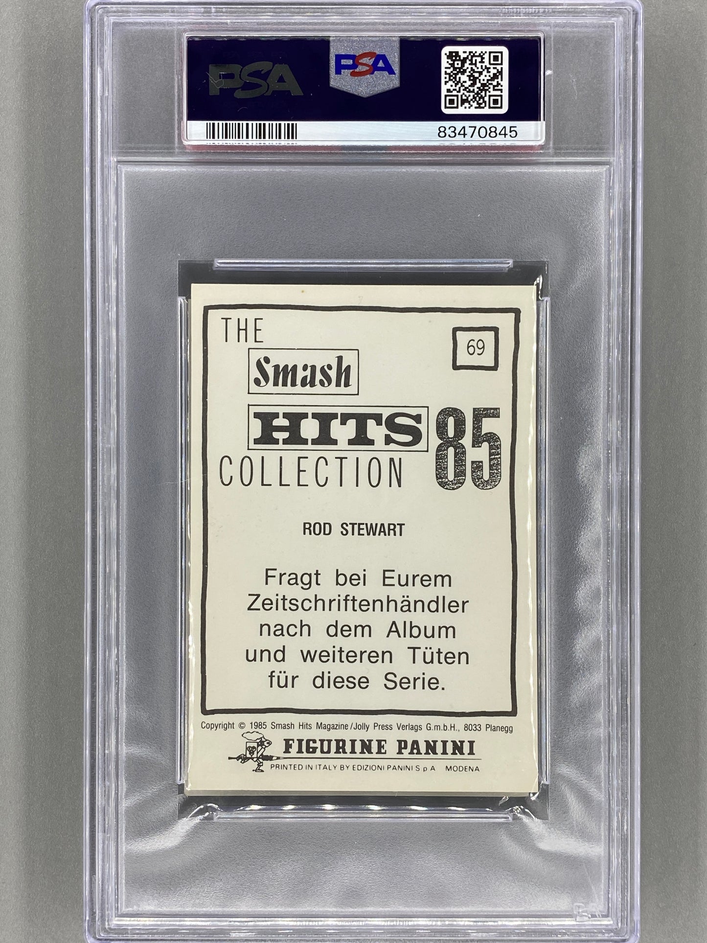 1985 Panini #69 Rod Stewart (German) Smash Hits Collection PSA 5 - Pop 1 (Music)