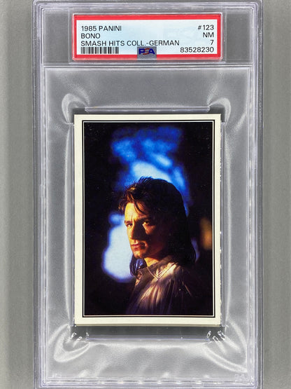 1985 Panini #123 Bono (German) Smash Hits Collection PSA 7 - Pop 1 (Music)