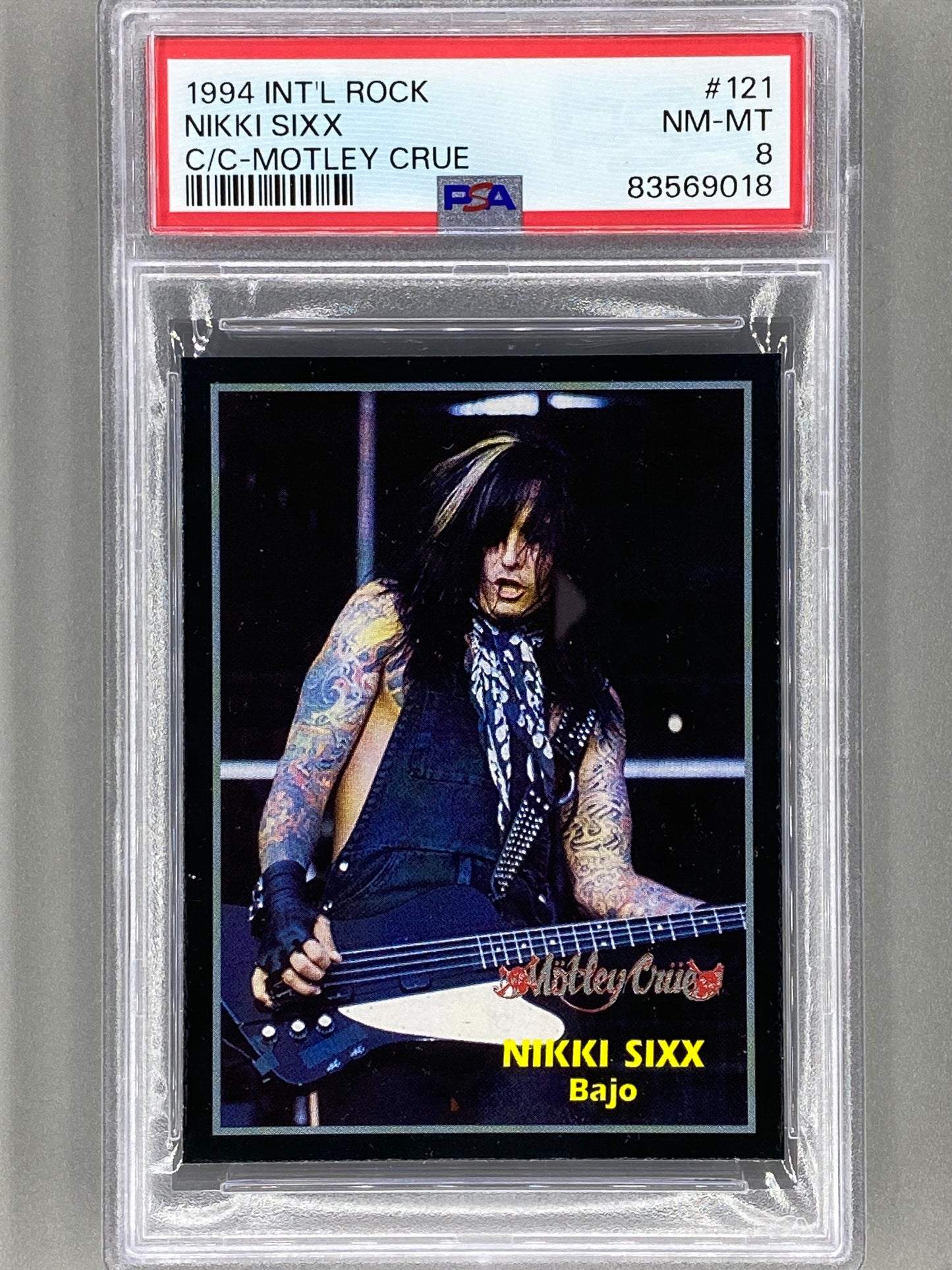 1994 Ultra Figus #121 Nikki Sixx Intl Rock Cards Motley Crue PSA 8 Pop 1 (Music)