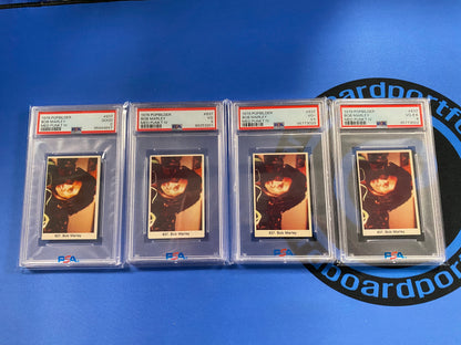 4 Card Lot - 1978 Popbilder #837 Bob Marley Med Punkt IV PSA 4 - PSA 3.5 - PSA 3 - PSA 2