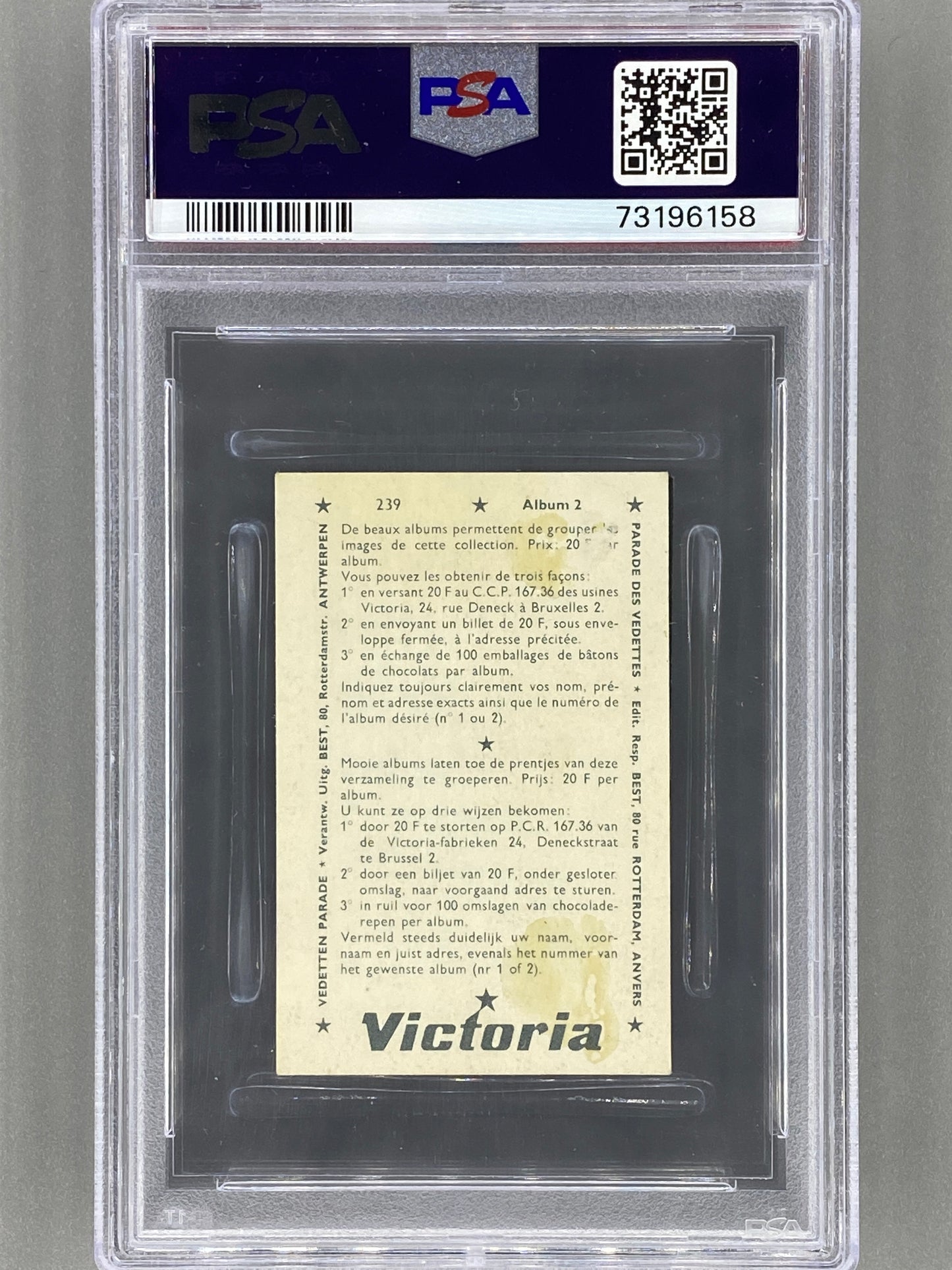 1969 Victoria Vedetten Parade #239 The Yardbirds PSA 1 - Pop 1 (Music) READ