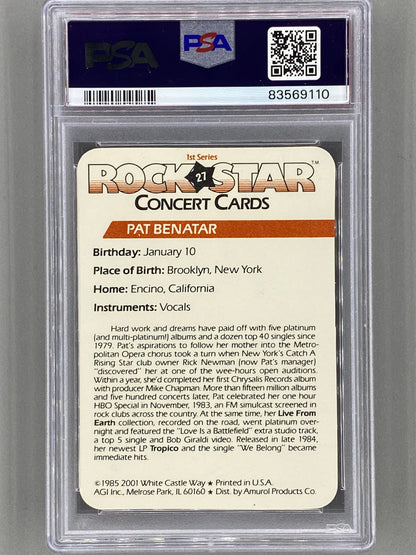 1985 AGI Rock Star #27 Pat Benatar Concert Cards  PSA 6 - Pop 1 (Music)