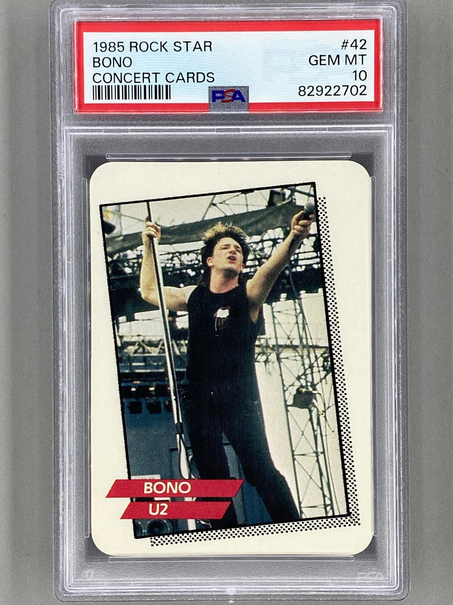 1985 AGI Rock Star #42 Bono Concert Cards PSA 10 - Pop 12 (Music)