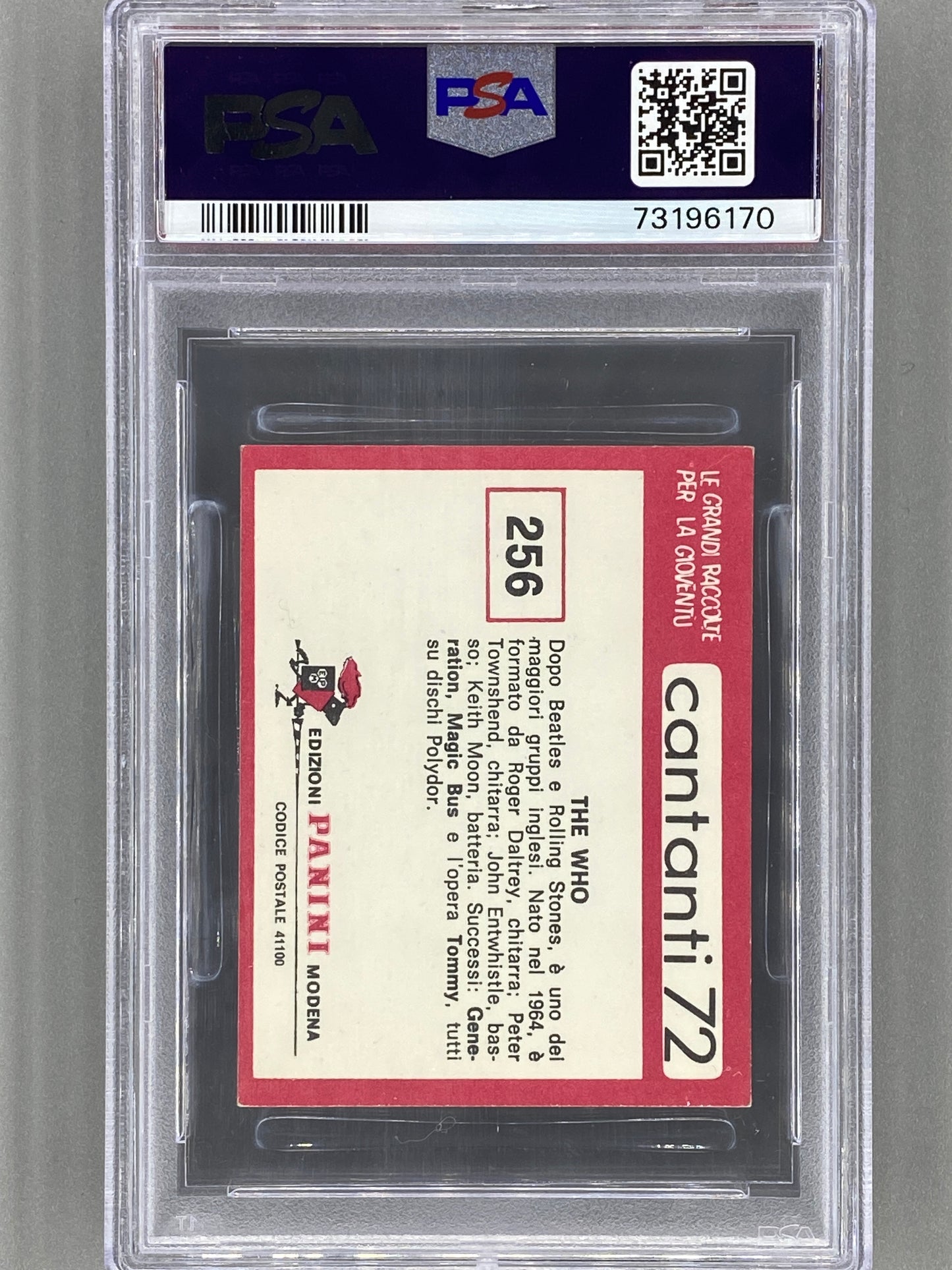 1972 Panini #256 The Who Cantanti 72 PSA 5 - Pop 1 (Music)