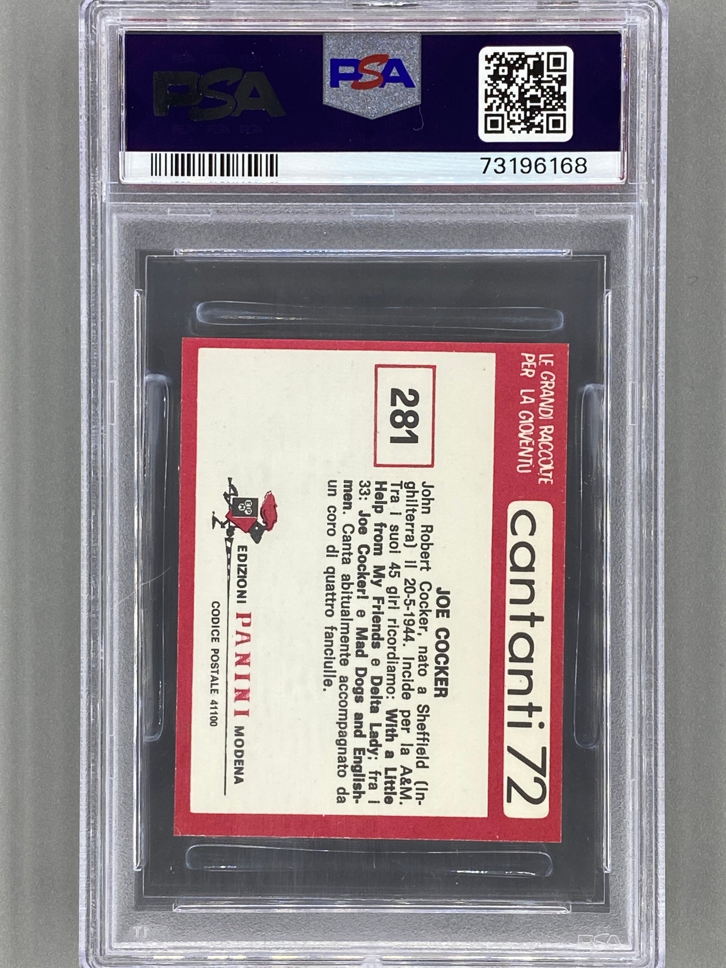 1972 Panini #281 Joe Cocker Cantanti 72 PSA 6 - Pop 5 (Music)