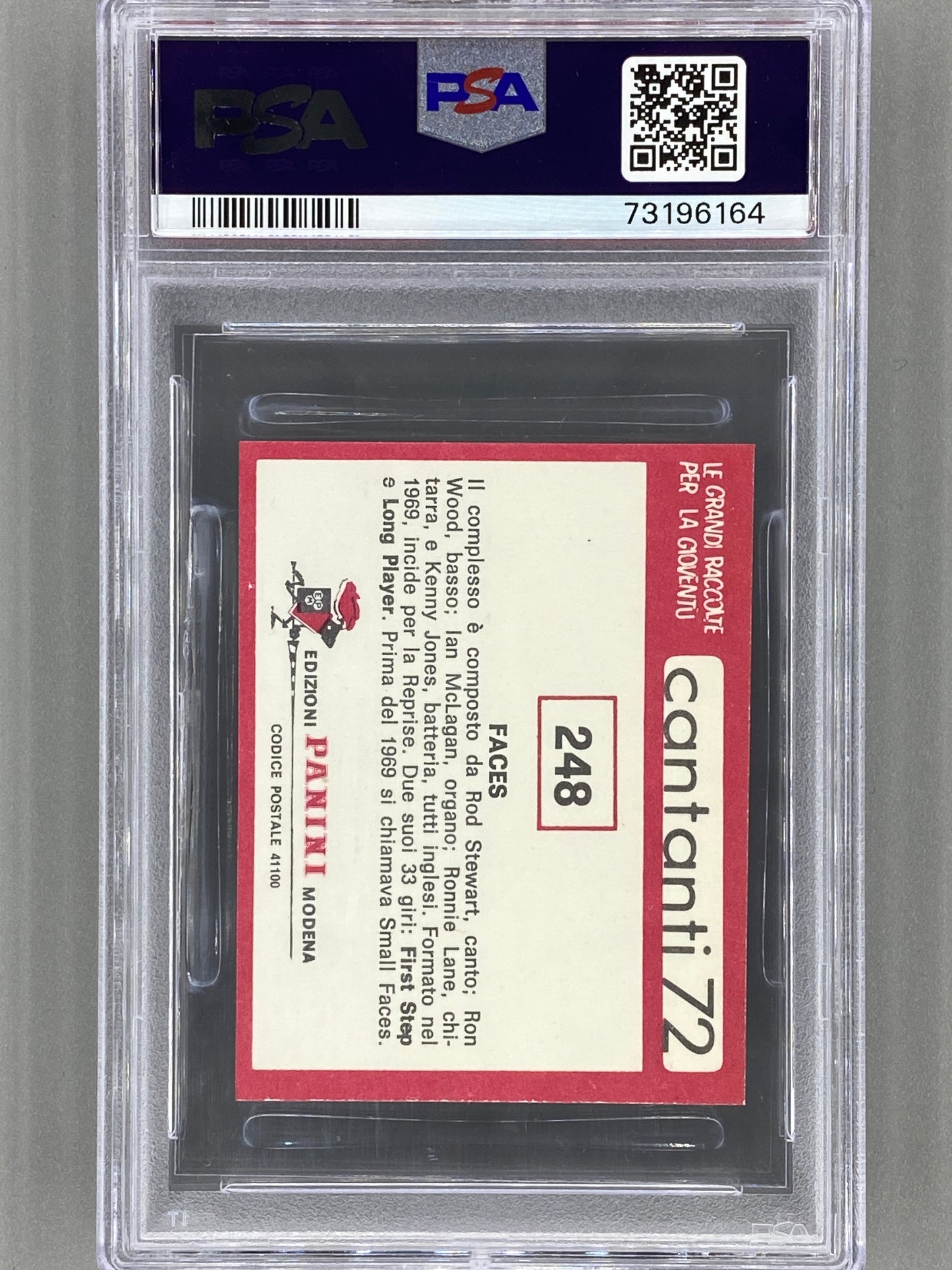 1972 Panini #248 Faces Cantanti 72 PSA 8 - Pop 6 (Music)