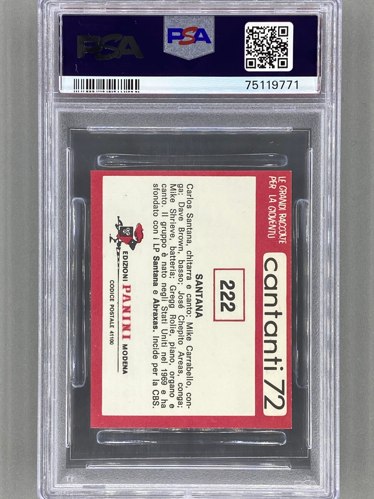 1972 Panini #222 Santana Cantanti 72 PSA 6 - Pop 5 (Music)