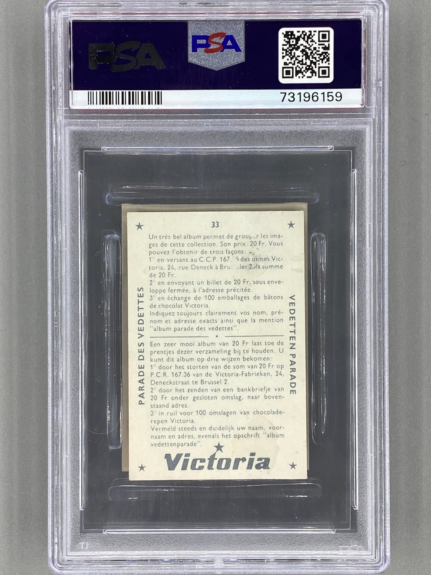 1969 Victoria #33 Ray Charles Vedetten Parade PSA 1 - Pop 1 (Music) READ