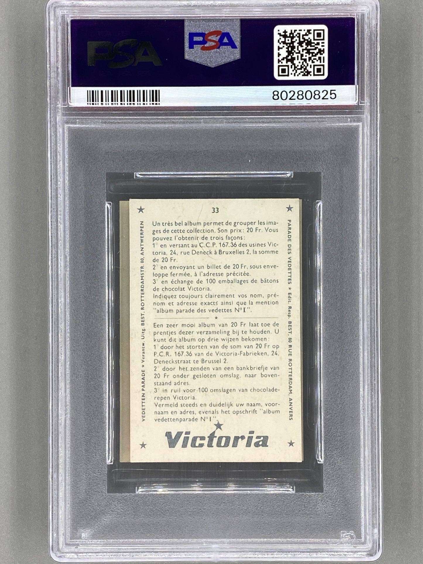 1969 Victoria #33 Ray Charles Vedetten Parade PSA 6 - Pop 1 (Music)