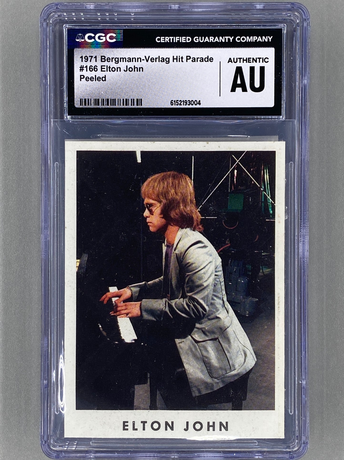 1971 Bergmann-Verlag #166 Elton John Hit Parade Peeled Sticker CGC Authentic (Music)