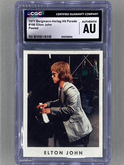 1971 Bergmann-Verlag #166 Elton John Hit Parade Peeled Sticker CGC Authentic (Music)