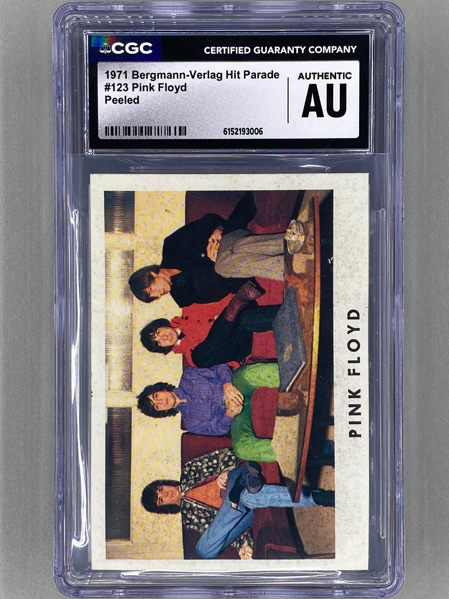 1971 Bergmann-Verlag #123 Pink Floyd Hit Parade Peeled Sticker CGC Authentic (Music)