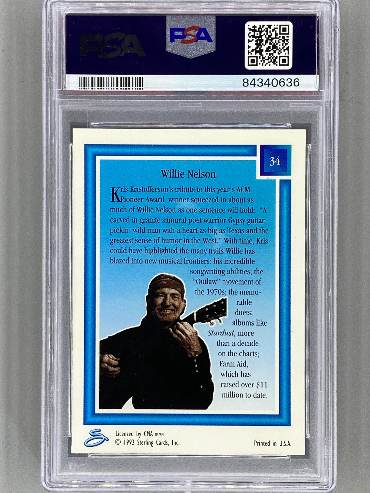 1992 Sterling Country Gold #34 Willie Nelson Gold PSA 10 - Pop 4 (Music)