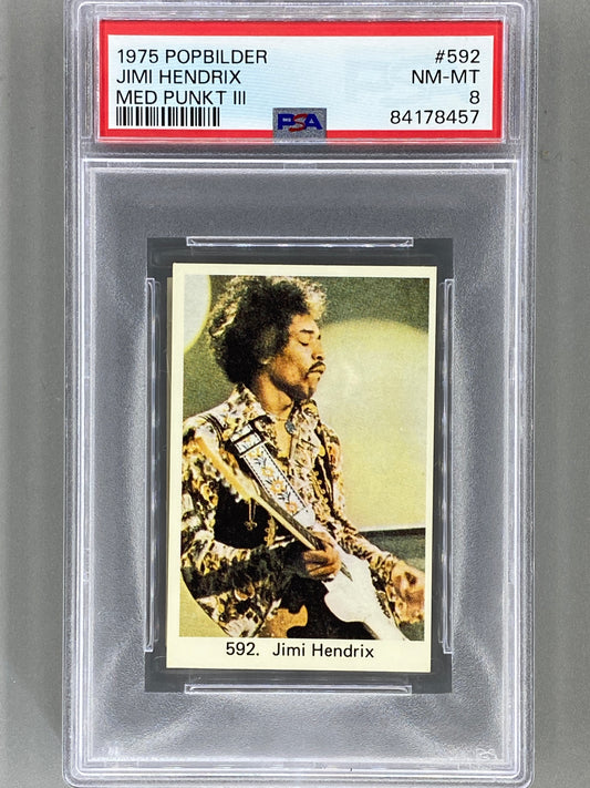 1975 Popbilder #592 Jimi Hendrix Med Punkt III PSA 8 Pop 7 (Music)