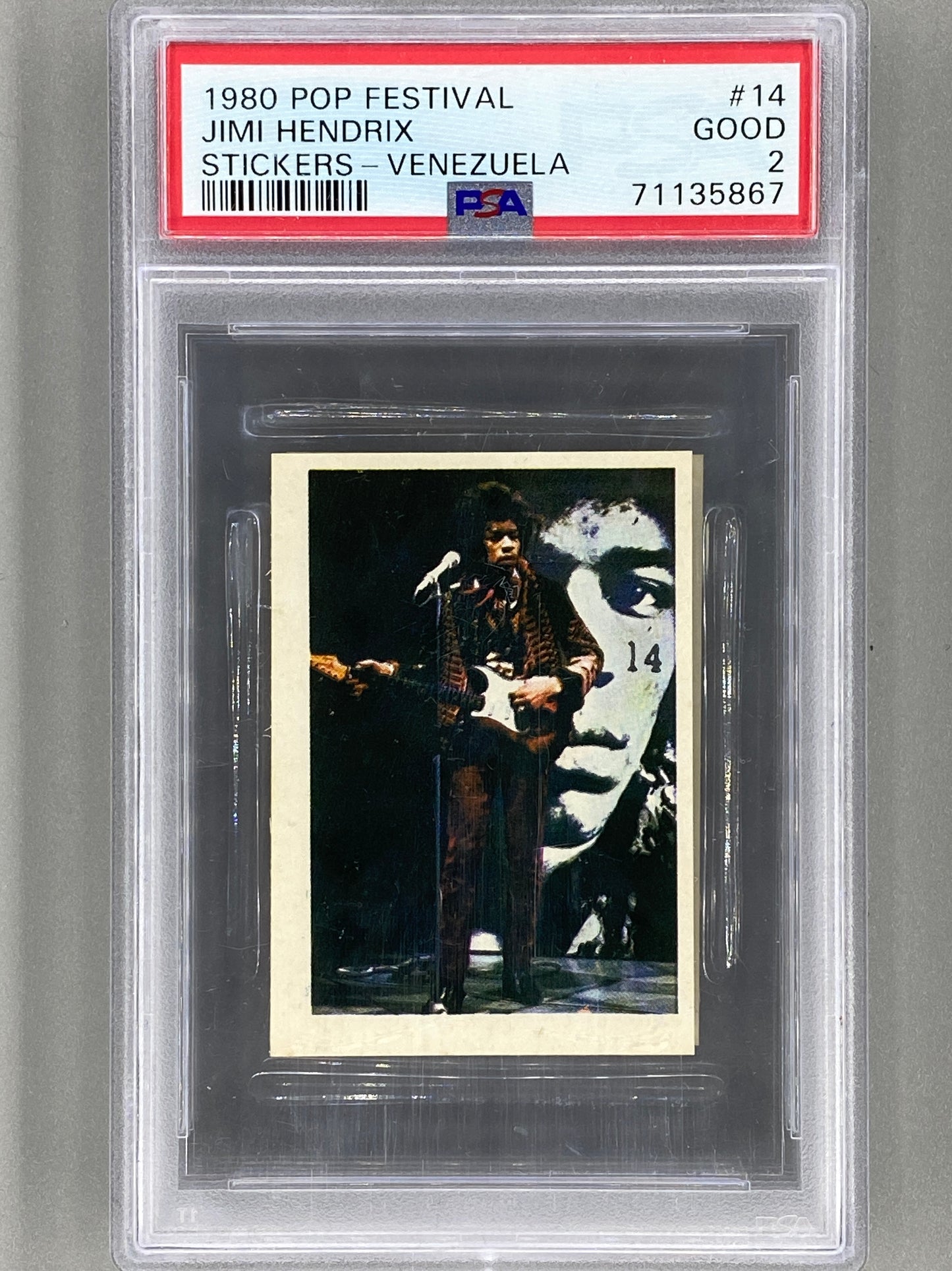 1980 Pop Festival #14 Jimi Hendrix Stickers-Venezuela PSA 2 Pop 1 (Music)