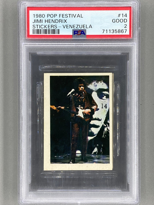 1980 Pop Festival #14 Jimi Hendrix Stickers-Venezuela PSA 2 Pop 1 (Music)