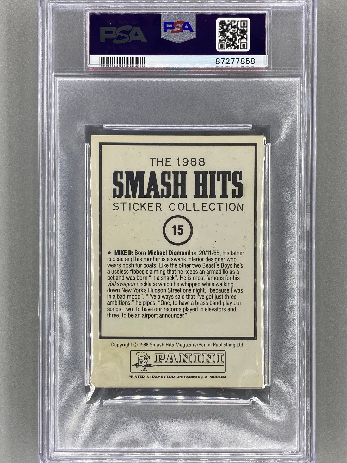 3 Card Lot 1988 Panini Beastie Boys Smash Hits Collection PSA Graded (Music)