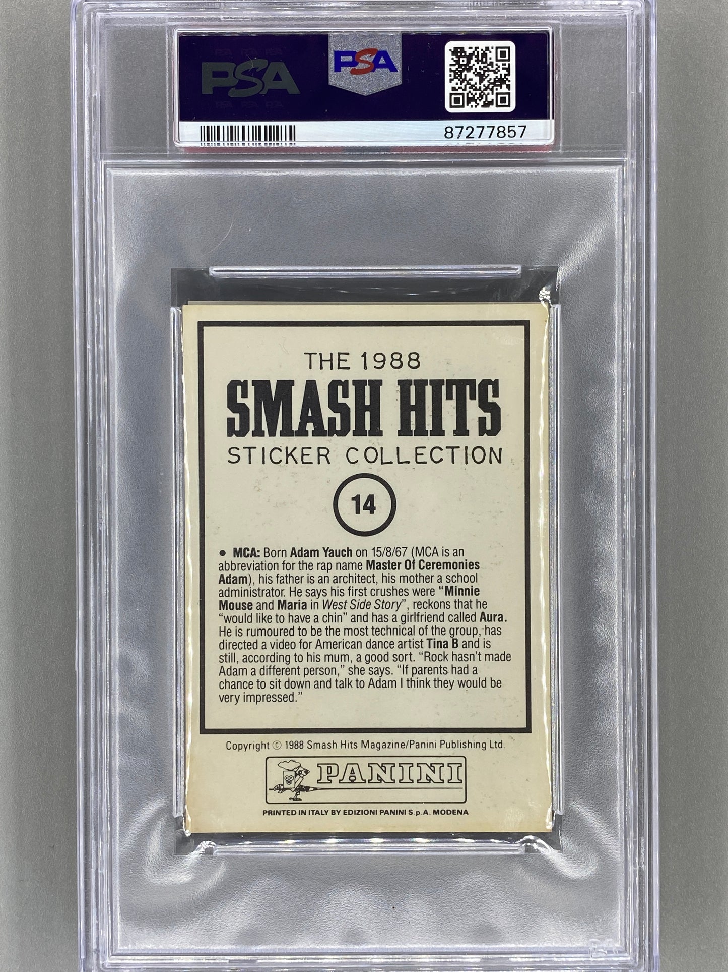 3 Card Lot 1988 Panini Beastie Boys Smash Hits Collection PSA Graded (Music)