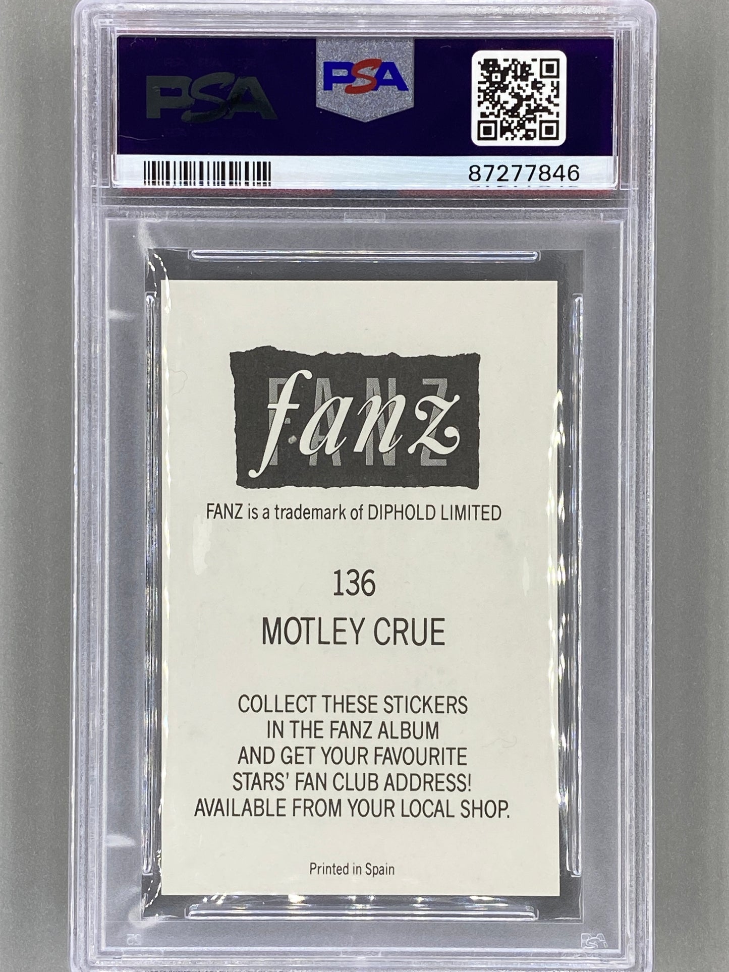 1988 Fanz #136 Motley Crue Rock/Pop Stars Stickers PSA 7 - Pop 3 (Music)