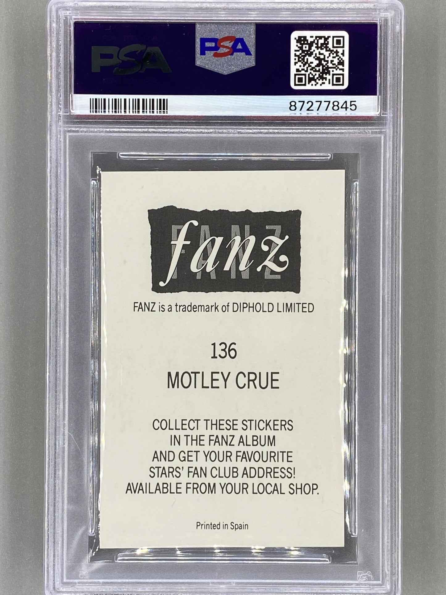 1988 Fanz #136 Motley Crue Rock/Pop Stars Stickers PSA 6 - Pop 1 (Music)