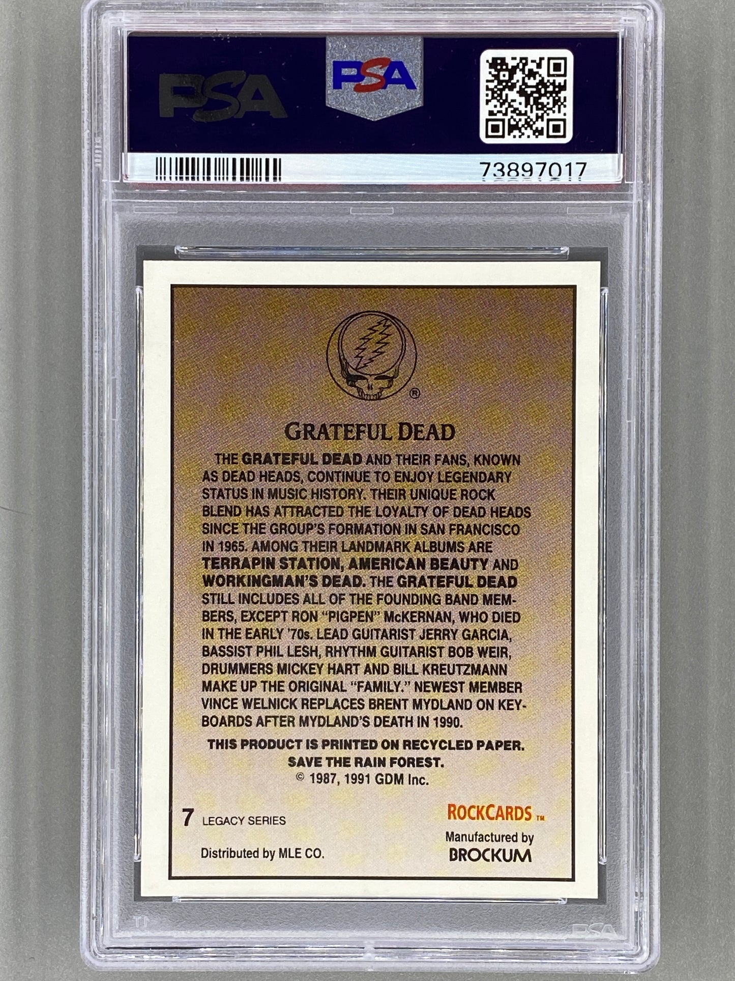 1991 Brockum Rockcards #7 Mad Sq Gard 90 Grateful Dead Legacy Series PSA 8 Pop 7 (Music)