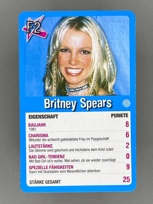 c. 2005 Star Quartett F2 Britney Spears German Game Card - Raw (Music)