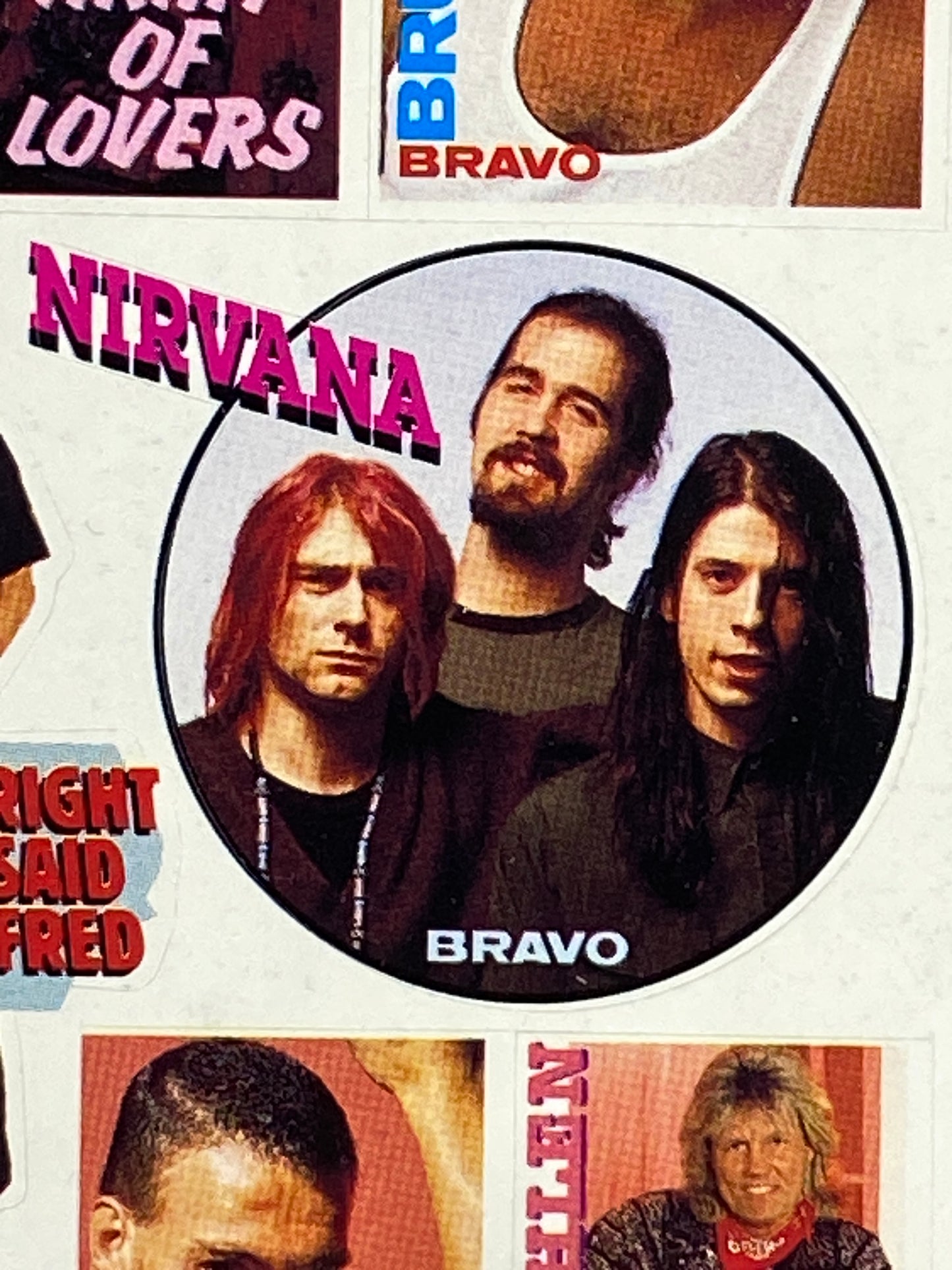 1992 Bravo Nirvana Sticker Sheet (German) Kurt Cobain - Unused Rare Raw (Music)