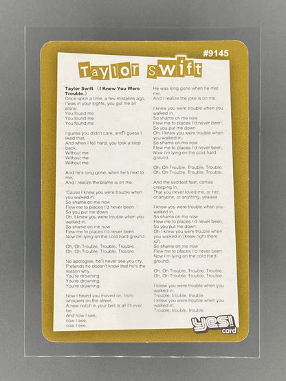 c 2012-2014 Yes! Card #9145 Taylor Swift Gold Metal Hong Kong (Music)