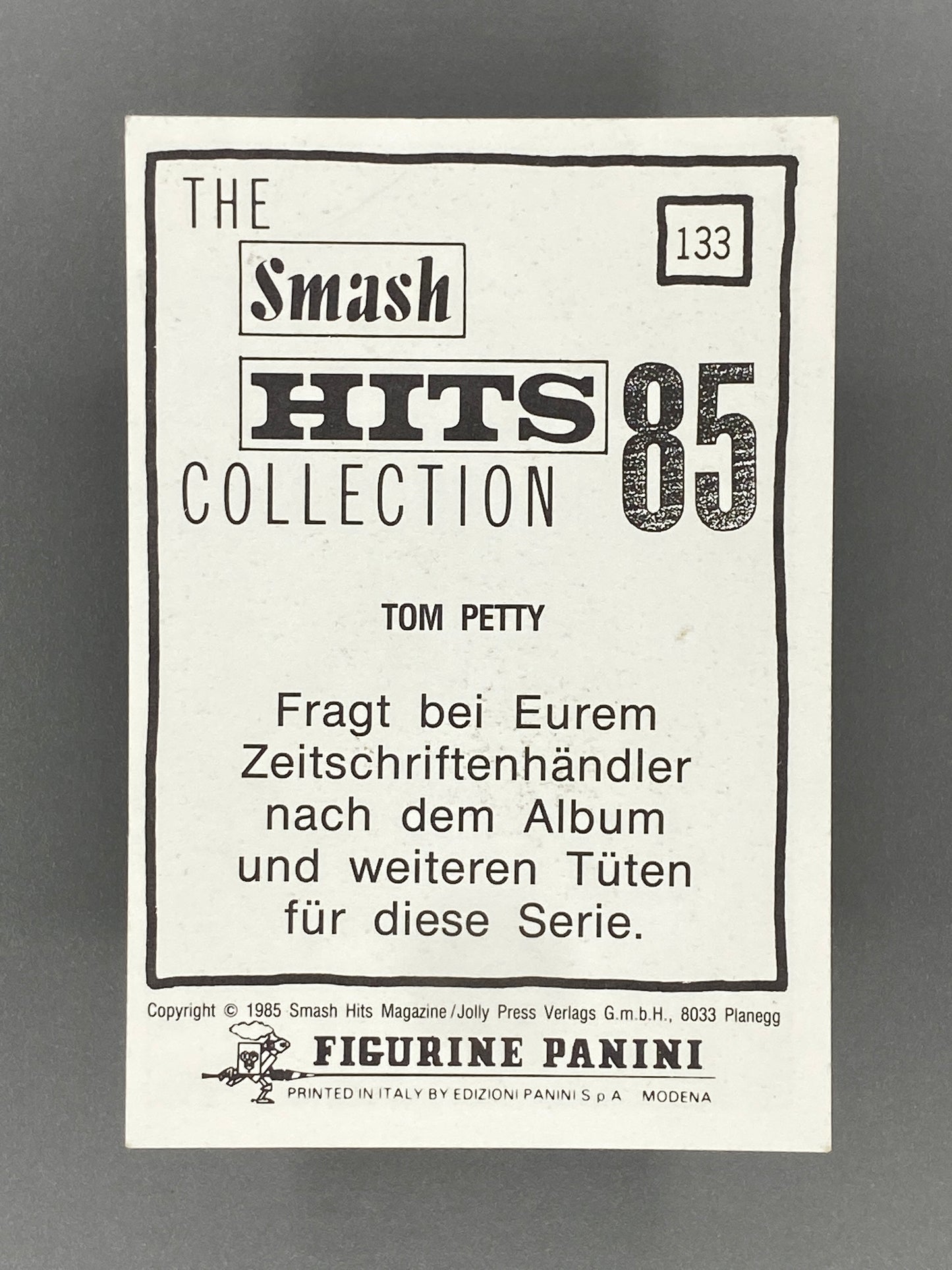 1985 Panini #133 Tom Petty Smash Hits Collection (German) - Very Rare - Raw (Music)