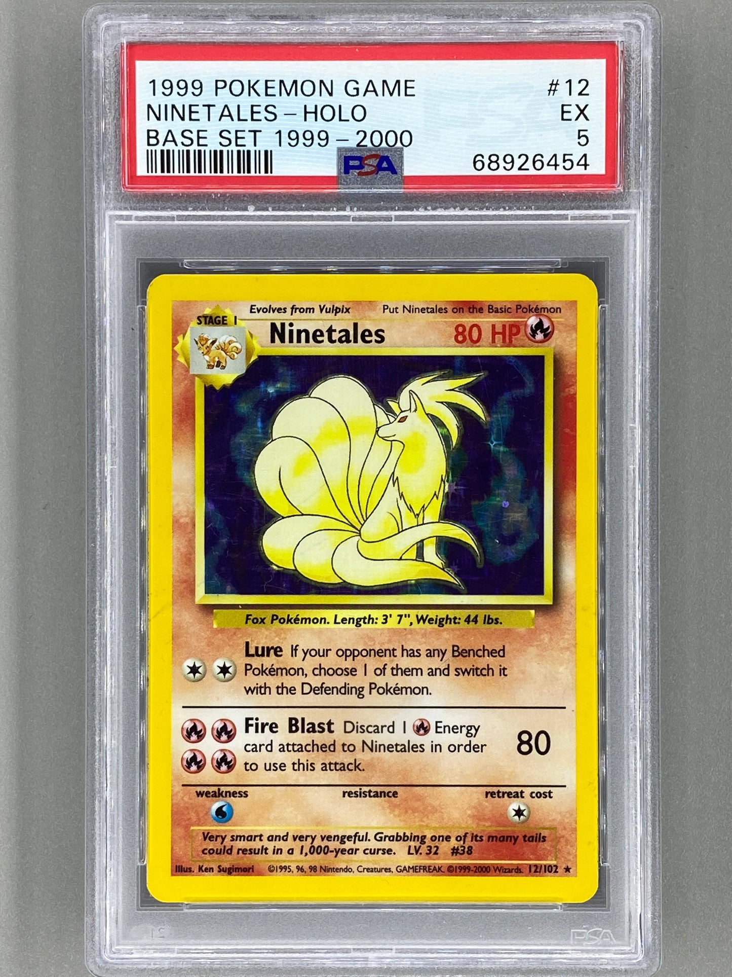 1999 Pokemon Game #12 Ninetales Holo Base Set 1999-2000 PSA 5