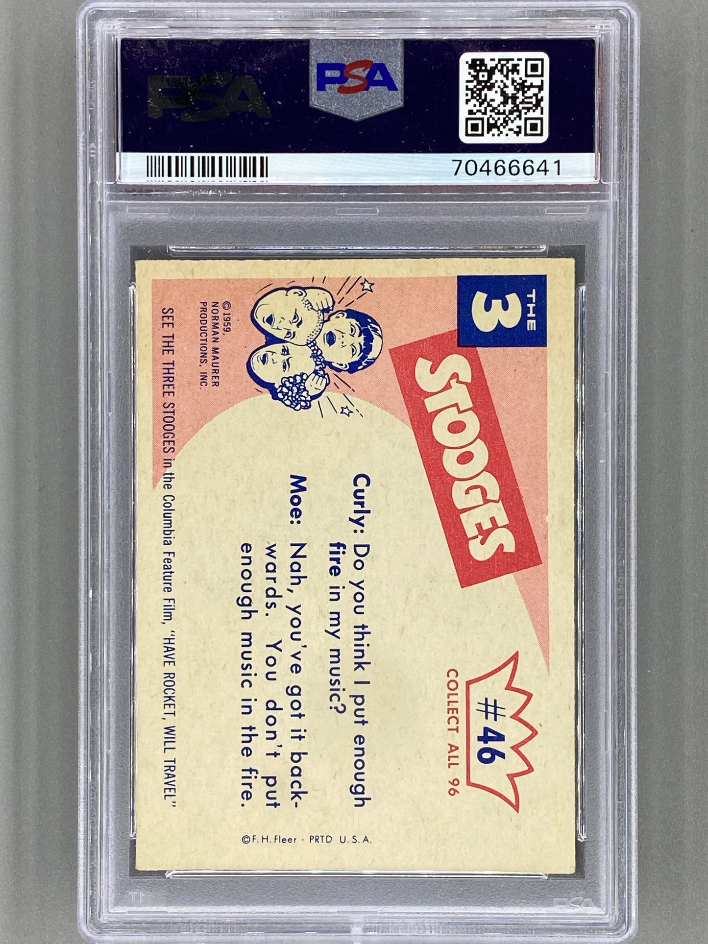 1959 Fleer The 3 Stooges #46 Singing In the Shower - PSA 6 (Pop Culture)