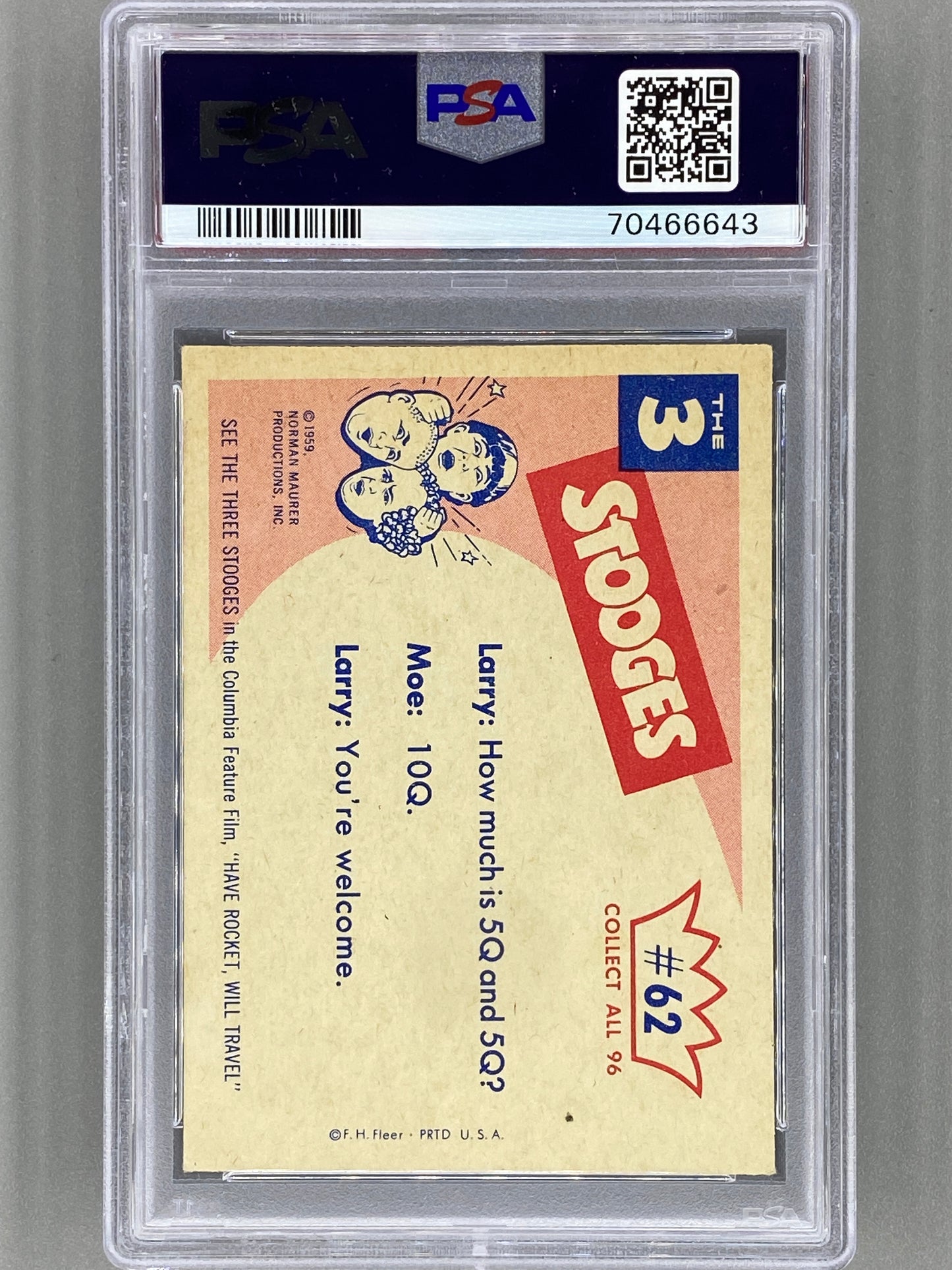 1959 Fleer The 3 Stooges #62 Congratulations Curly, You've - PSA 6 (Pop Culture)