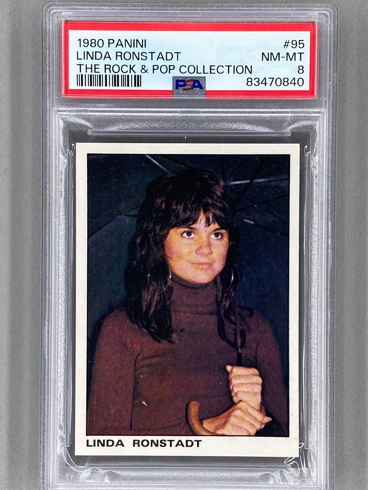 1980 Panini #95 Linda Ronstadt The Rock & Pop Collection PSA 8 Pop 6 (Music) (Copy)
