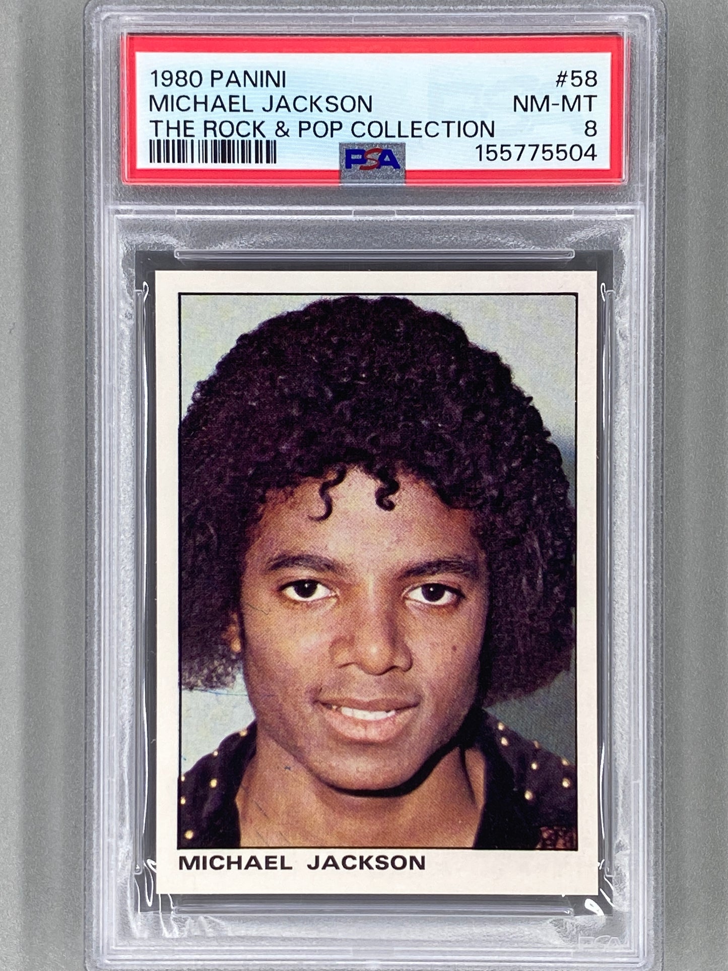 1980 Panini #58 Michael Jackson The Rock & Pop Collection PSA 8 Pop 11 (Music)