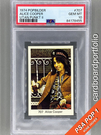 1974 Popbilder #707 Alice Cooper Utan Punkt II PSA 10 Pop 1 (Music)