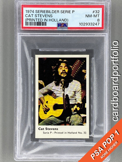 1974 Seriebilder Serie P #32 Cat Stevens (Printed in Holland) HC PSA 8 Pop 1 (Music)