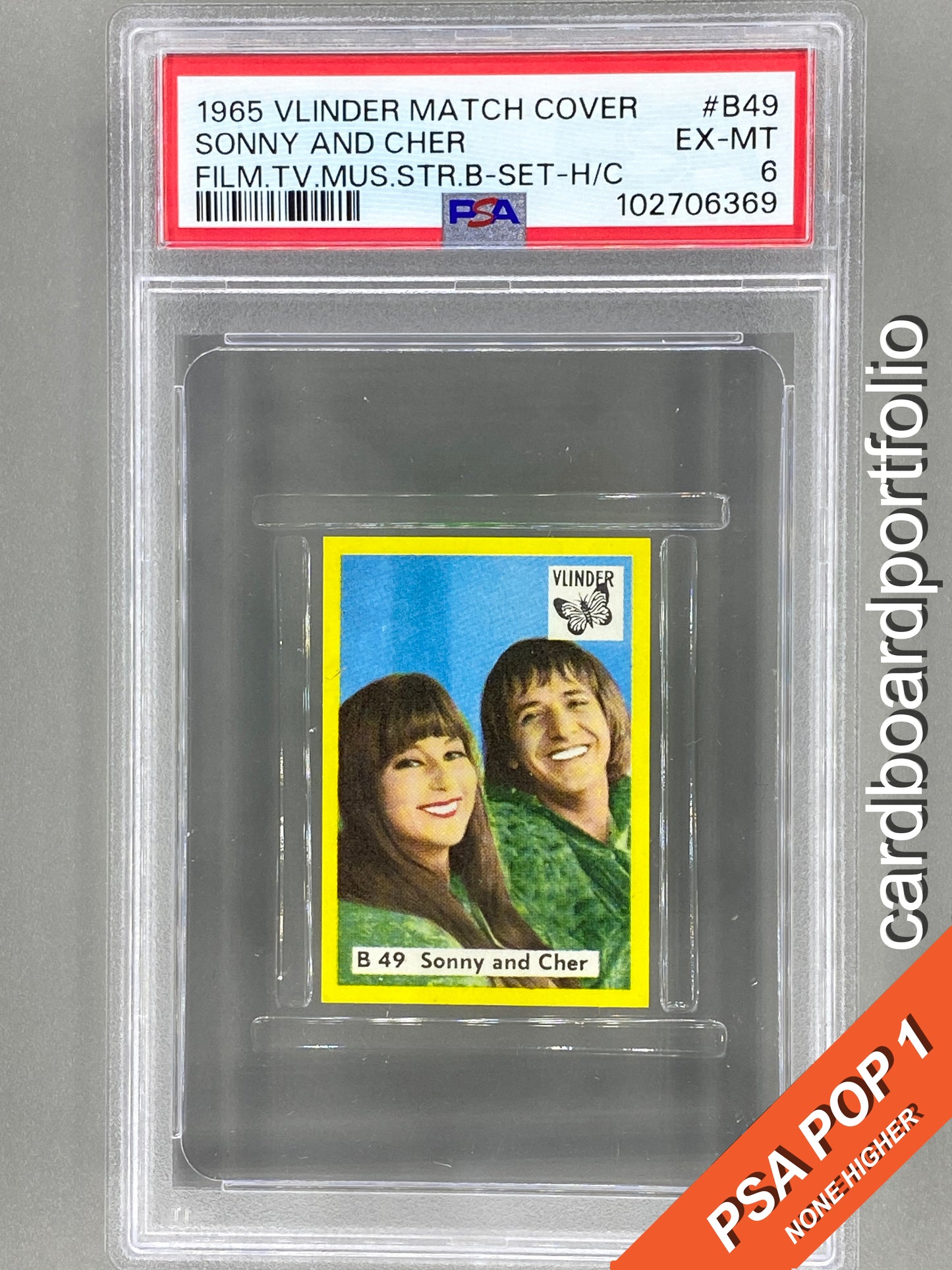 1965 Vlinder #B49 Sonny and Cher Match Cover H/C PSA 6 Pop 1 (Music)