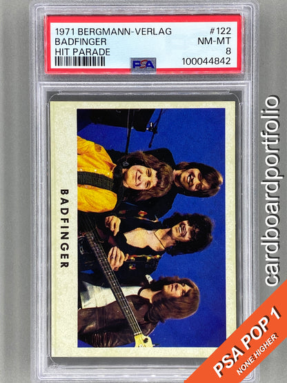 1971 Bergmann-Verlag #122 Badfinger Hit Parade Sticker PSA 8 Pop 1 (Music)