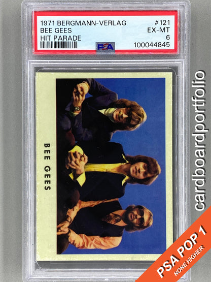 1971 Bergmann-Verlag #121 Bee Gees Hit Parade Sticker PSA 6 Pop 1 (Music)