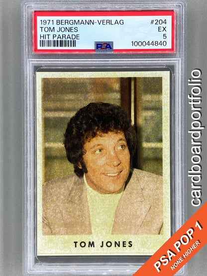 1971 Bergmann-Verlag #204 Tom Jones Hit Parade Sticker PSA 5 Pop 1 (Music)