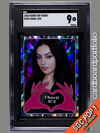 2025 Panini Pop Stars #155 Charli XCX (UK) SGC 9 Pop 1 (Music)