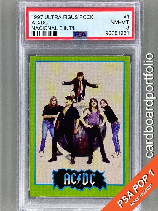 1997 Ultra Figus #1 AC/DC Rock Cards Nacional E Intl PSA 8 Pop 1 (Music)